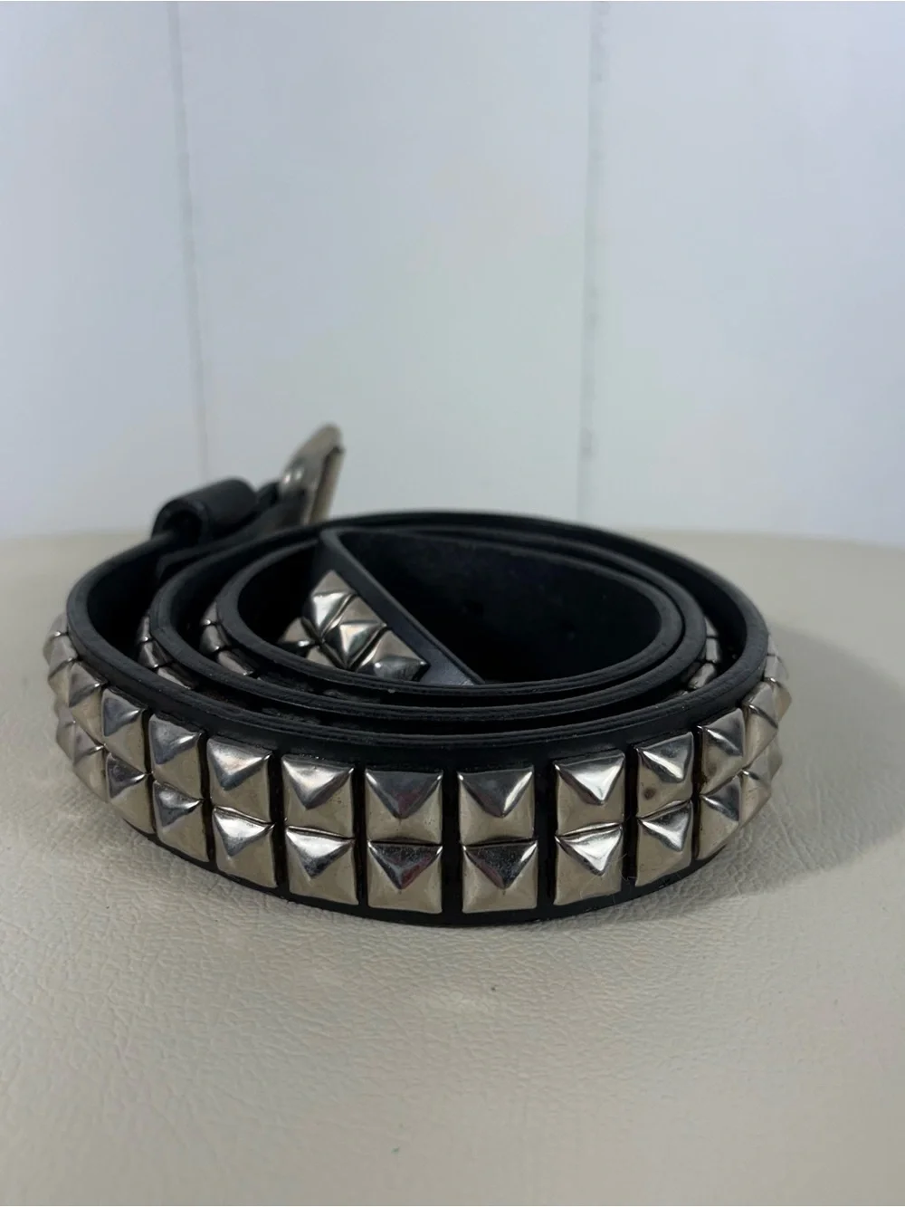 Hot Topic Vintage 90s Genuine Leather Silver Studded Belt Punk Gothic Y2K Band